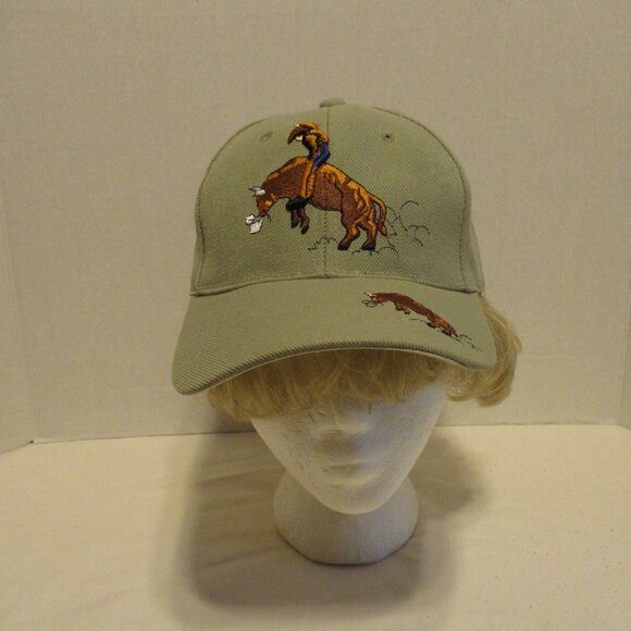 Santo Cap Rodeo Bull Cowgirl NEW Tan Brown Black Embroidered Vintage 1997 Hat - Picture 3 of 10